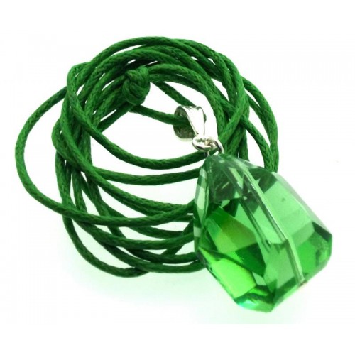 Random Faceted Emerald Green Andara Crystal Pendant